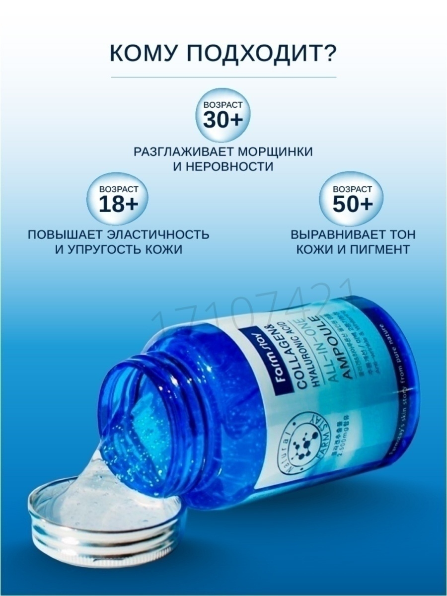 Farm Stay Увлажняющая сыворотка для лица с гиалуроновой кислотой Collagen. 250 мл — фото 2