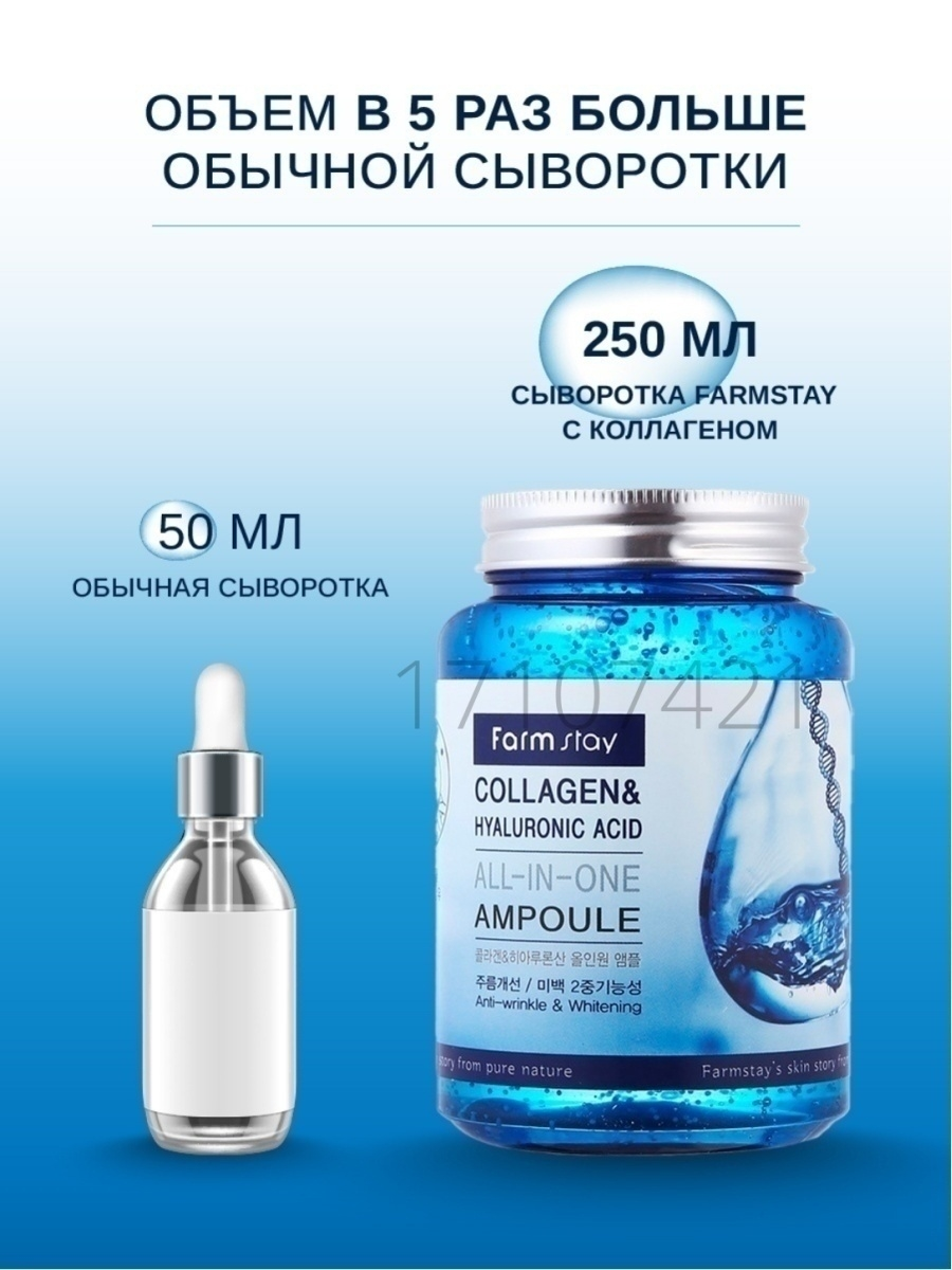 Farm Stay Увлажняющая сыворотка для лица с гиалуроновой кислотой Collagen. 250 мл — фото 3