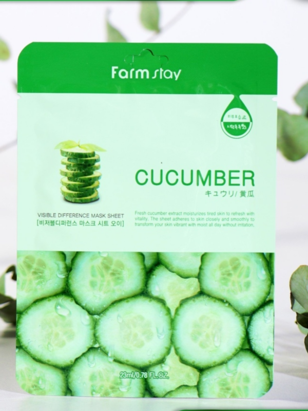 Farm Stay Тканевая маска для лица с экстрактом огурца. Visible Difference Mask Sheet Cucumber. 10 шт